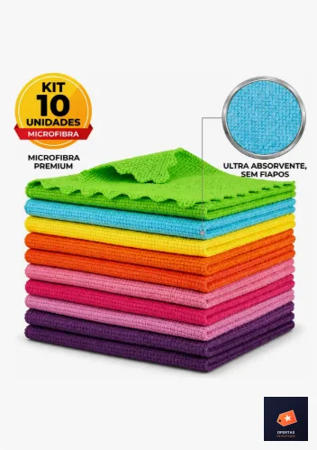 Kit 10 Panos Microfibra Cozinha Alta Absorcao 30x30cm — Pano de Cozinha Microfibra — Casa