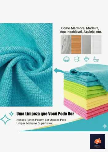 Kit 10 Panos Microfibra Cozinha Alta Absorcao 30x30cm — foto 2