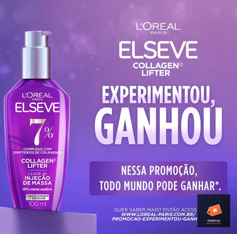 LOréal Paris Elseve Collagen Lifter Kit Shampoo, Condicionador e Sérum Leave-in com Peptídeos e Proteção Térmica para Cabelos Finos, Volume em 3D, 400ml + 400ml + 100ml — foto 2